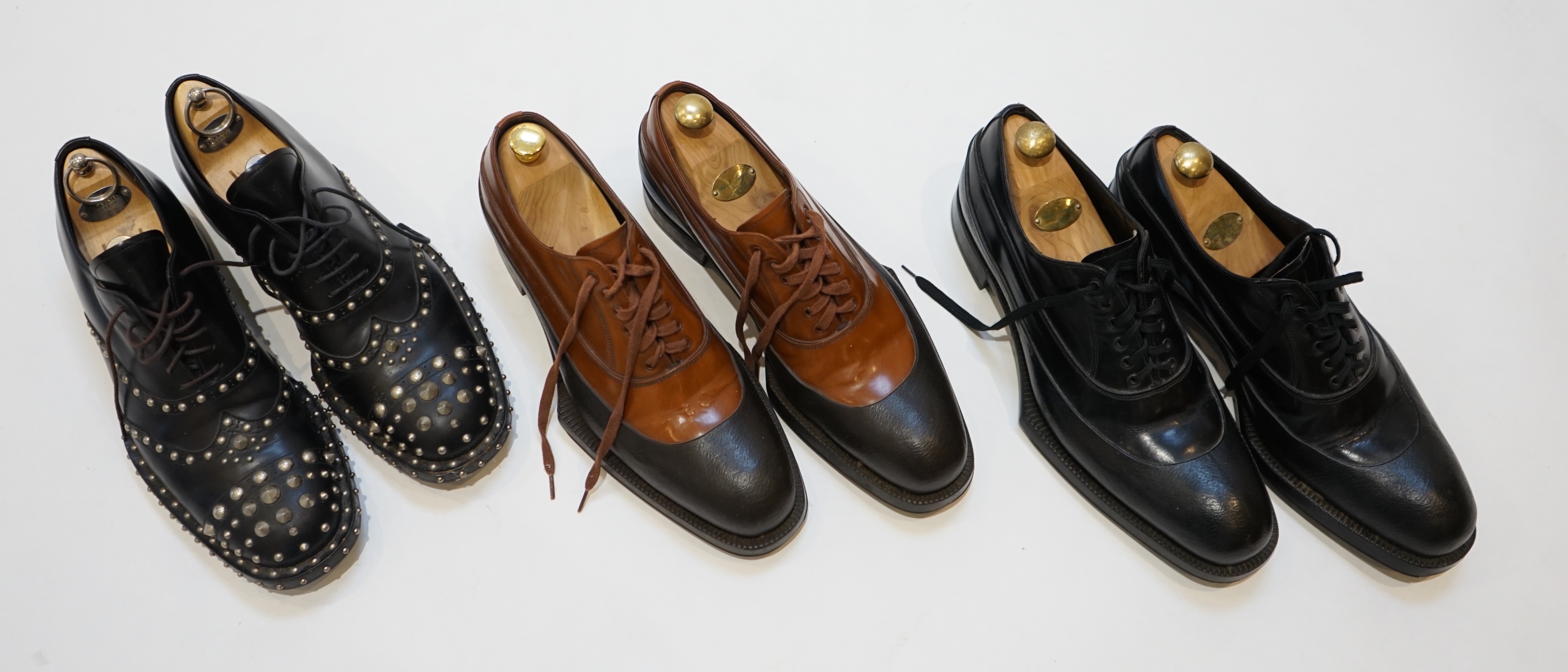 Three pairs of gentleman's Prada shoes